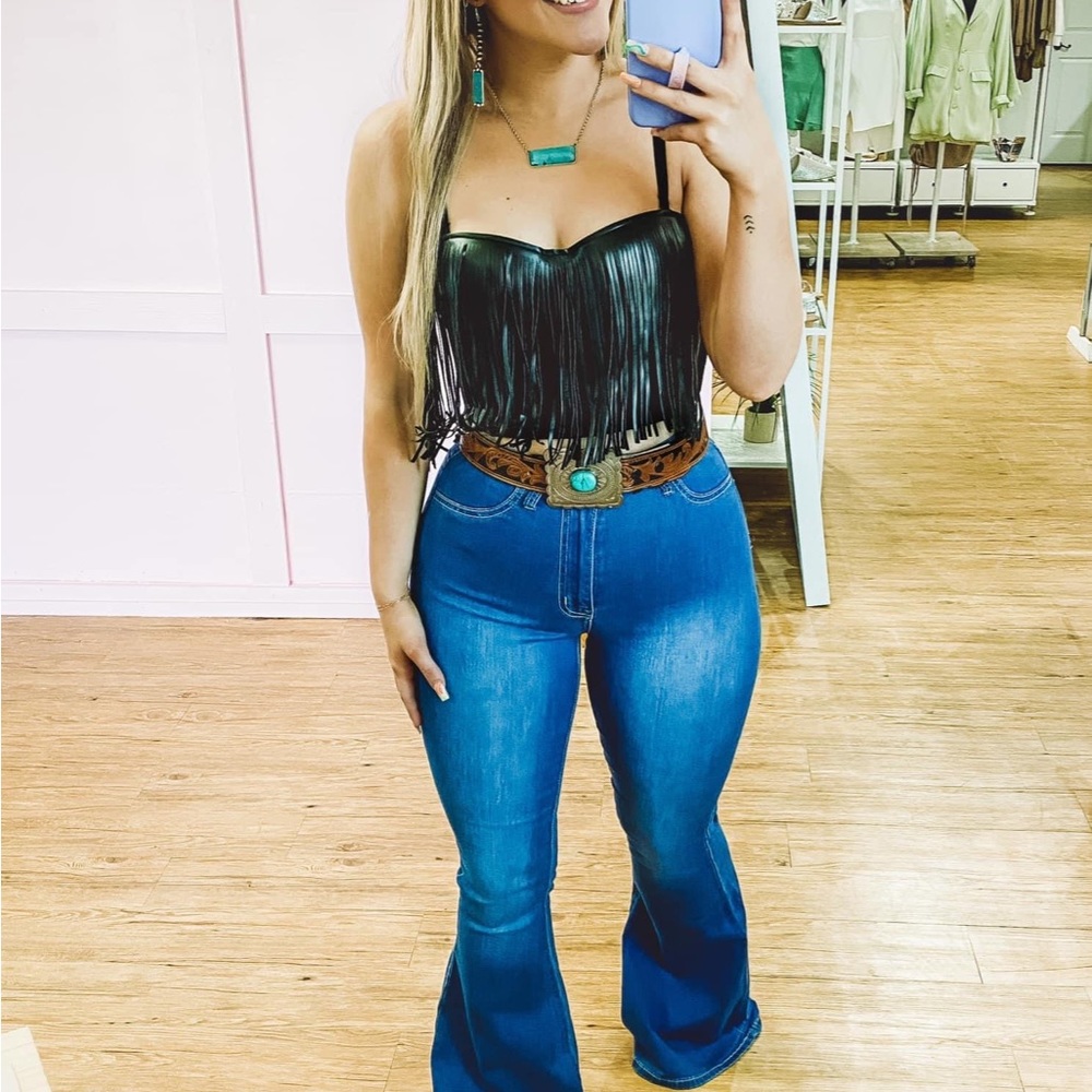 Black fringe top